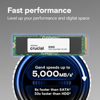 SSD Crucial E100 Baru 800GB-1.5TB M.2 NVMe PCIe Gen4 Internal 4200 RPM Cangkang Aluminium Alloy Nirkabel 1.8" Kompatibel Desktop