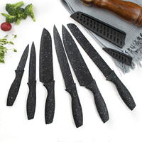 Offre Spéciale : Ensemble de 12 Couteaux de Cuisine en Acier Inoxydable Revêtu, Revêtement Antiadhésif Coloré, Conception Ambidextre, Longueur de Lame 8-9,9 pouces, Manche en PP