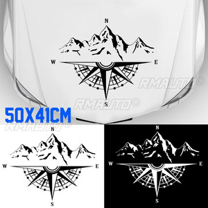 <b>Car</b> Sticker Decorative Compass with Mountain Offroad Self-Adhesive Vinyl <b>Car</b> Hood Sticker Cover <b>Car</b> <b>Decal</b> Accessories 50X41CM - Product Image 1