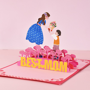 Cartes <span class=keywords><strong>de</strong></span> vœux pour la fête des mères, <span class=keywords><strong>carte</strong></span> pop-up en papier plié <span class=keywords><strong>à</strong></span> la main en 3D avec impression offset et vernissage mat pour la meilleure maman - Product Image 4