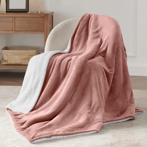 Chất lượng cao hai lớp Sherpa lông cừu ném chăn tùy chỉnh kích thước Đôi Nữ Hoàng màu hồng Chăn cho khách sạn nhà cắm trại - Product Image 6