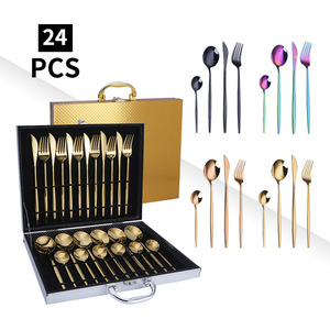 Stainless Steel Flatware Set 24 Piece Western Style Knife Fork Spoon Gift <b>Box</b> Dishwasher Safe Camping Utensil - Product Image 5