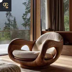 Luxus kreatives Design Wohnzimmer Holz Sofa Stuhl Minimalist Villa Light Luxus Design Recliner - Product Image 3