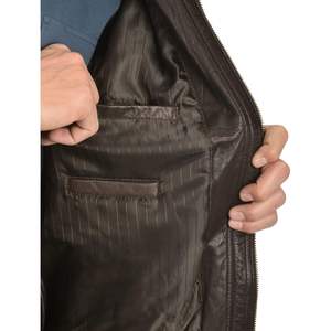 Chaqueta de Cuero Genuino Personalizada para Hombre, Estilo Clásico Vintage, Piel de Cordero Negra, Resistente al Viento, Cuello Camisero, para Otoño - Product Image 2