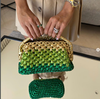 Sac de shopping tendance pour femme en métal et paille, broderie de haute qualité, design de lettres, été 2025