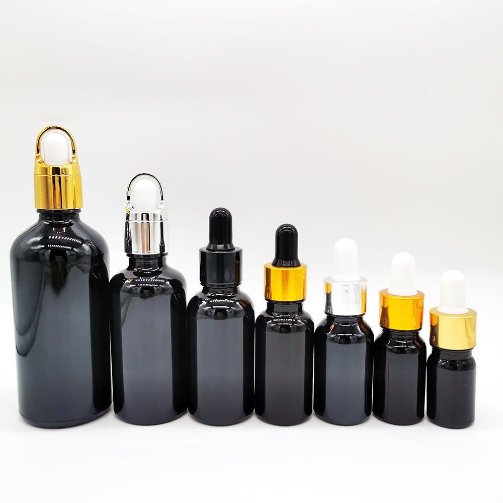 Glass skin care Essential oil bottle black dropper essence bottle Light proof