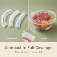 Housses alimentaires élastiques en LDPE, jetables, transparentes, pour préparation de petit-déjeuner, service de pique-nique et conservation au réfrigérateur, 100 pièces/paquet