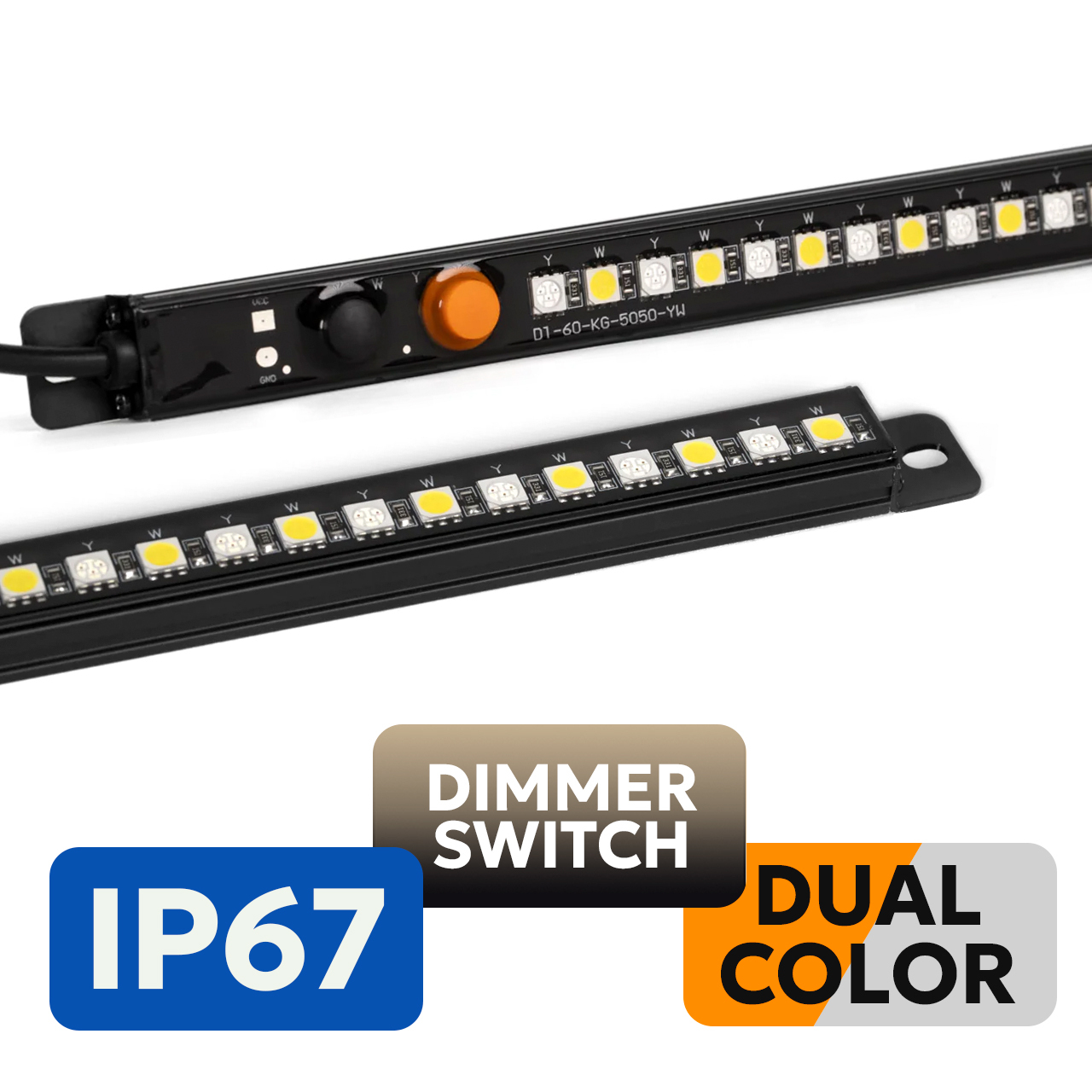 Premium Quality Aluminum 2-Switch LED Landscape Lights Strip Amber/White Colors IP67 Rated Customizable Lengths for Interior