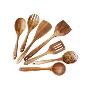 Spatula berlubang anti lengket, Spatula Natural alat memasak kayu dapur, sendok berlubang, peralatan dapur melayani masak - Product Image 6
