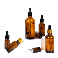 Botol tetes kaca minyak esensial Amber bulat 5ml botol Mini kosong botol kosmetik kaca penitis dengan pencetakan layar kustom