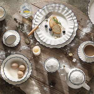 Nuevos Productos <span class=keywords><strong>de</strong></span> Alta Calidad, Juego <span class=keywords><strong>de</strong></span> Platos y Tazones <span class=keywords><strong>de</strong></span> Porcelana China, Taza <span class=keywords><strong>de</strong></span> Café, Tetera, Juego <span class=keywords><strong>de</strong></span> Vajilla <span class=keywords><strong>de</strong></span> Cerámica Blanca para Bodas con Borde Azul - Product Image 3