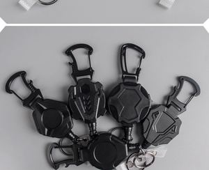 พวงกุญแจแบบยืดหดได้ คาราไบเนอร์แบบหนา ที่ใส่บัตรแบบยุทธวิธี สายคล้องคอแบบม้วนเก็บได้ พร้อมที่ใส่บัตร  สำหรับปีนเขา - Product Image 1