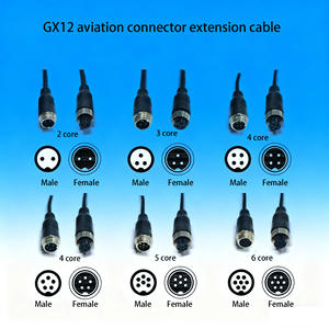 GX12 erkek dişi düz açılı Overmolded konnektör a-kodu kablo kalkanı tak - Product Image 2