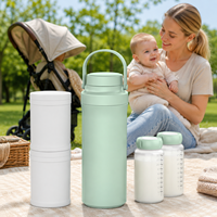 Conteneur isotherme manuel en acier inoxydable pour lait maternel, 20 oz, avec poche à glace pour biberon, motif imprimé, sans BPA, pour les voyages en extérieur