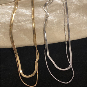 Collar Gargantilla de Cadena de Serpiente Chapado en Rodio para Mujer, Estilo Clásico en Capas, Joyería de Moda - Product Image 5