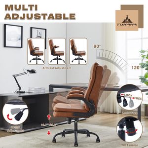 <span class=keywords><strong>Chaise</strong></span> de <span class=keywords><strong>bureau</strong></span> ergonomique en cuir <span class=keywords><strong>vintage</strong></span> marron, dossier haut, réglable, avec coussin à ressorts, accoudoirs rabattables, <span class=keywords><strong>chaise</strong></span> à bascule - Product Image 5