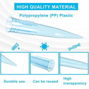 ปลายปิเปต 1000L 500 ชิ้น ใส สีฟ้า พลาสติกโพลีโพรพิลีนอเนกประสงค์สำหรับการถ่ายโอนของเหลวในห้องปฏิบัติการ - Product Image 3