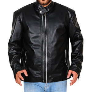 Chaqueta de cuero negro para hombre de la mejor calidad al por mayor bonito color con cierre de cremallera transpirable y de talla grande para invierno - Product Image 2