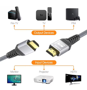 Câble HDTV en alliage d'aluminium tressé haute vitesse mâle-mâle version 2.1 8K 60Hz compatible avec ordinateur <span class=keywords><strong>portable</strong></span>, <span class=keywords><strong>PC</strong></span>, téléviseur, moniteur, projecteur, etc. - Product Image 5