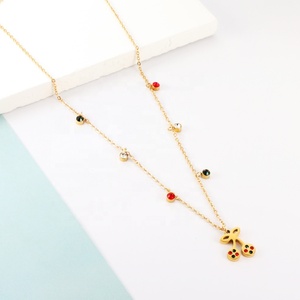 Collar Romántico con Colgante de Zirconia Colorida en Forma de Cereza, Joyería Delicada que No se Deslustra, Chapado en Oro de 18k, Cadena Hipoalergénica - Product Image 4