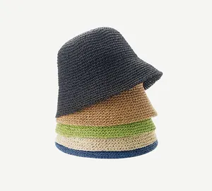Wholesale Beach Hat Fisherman Bucket Hat Foldable Floppy Summer Straw Hat popular straw cap sun cap