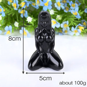 Sculpture en obsidienne noire de haute qualité, sculptée à la main, représentant la <span class=keywords><strong>Terre</strong></span> Mère, pour la décoration, vente en gros - Product Image 6