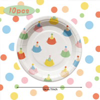 Assiettes en papier jetables pour chatons, vente en gros, 7 pouces, 10 pièces, motif chat mignon pour fournitures de fête d'anniversaire pour enfants