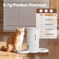 Distributeur automatique de nourriture pour chats avec double gamelle anti-renversement, 5L, Wi-Fi 2.4G, application, 10 repas/jour, enregistrement vocal, pour 2 chats