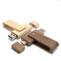 Clé USB rotative en bois de noyer de type C, 32 Go, USB 3.0, clé USB en bois de bambou, 64 Go, vente en gros