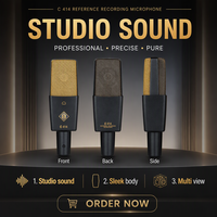 Microphone à condensateur filaire 48V certifié C414, qualité professionnelle, fabricant, réduction de bruit, métal, livraison rapide