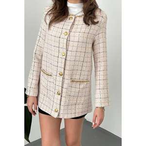 Abrigo Corto Tipo Parka con Estampado, Color Rosa Polvo, para Mujer, Cierre de Botón, Transpirable, Talla XS - Product Image 2