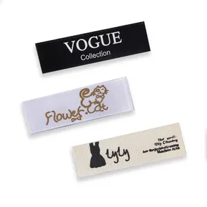 Etiqueta de marca de algodão de seda impresso personalizada de alta densidade para roupas