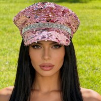 Chapeaux de Capitaine Rose à Paillettes et Strass pour Festival Burning Man, Vente en Gros, MOQ 3