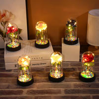 Cadeau pour la Saint-Valentin, rose éternelle colorée à LED, rose artificielle éternelle dans un dôme en plastique, cadeau
