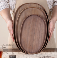 Plateau de service ovale professionnel en bois massif, planche en bois elliptique pour hôtel de luxe, restaurant et présentation alimentaire