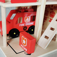 Station de jeu de rôle en bois pour enfant, jouet, reproduction rouge, salon de feu, maison de jeu