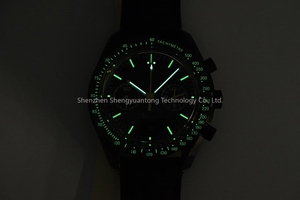 Montre mécanique pour couple Master Speed DARKSIDE of the MOON, bracelet en cuir véritable, étanche, montre pour homme - Product Image 6