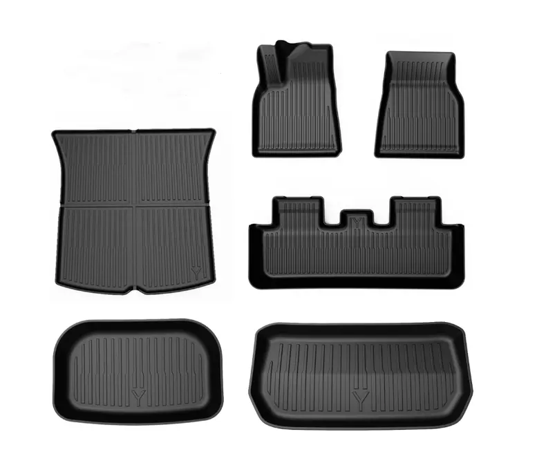 Para Tesla Model Y Car TPE Foot Pad Floor Mats Trunk Mat Anti Kick Cover Trim Alta Qualidade New Design Interior Acessórios