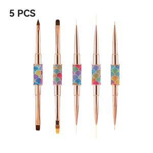 Salon Grade <b>Glitter</b> Pink Fish Scale Detachable Metal Handle Nail Brush Soft Anti Shedding Multifunctional Nail Art <b>Pen</b> Tool - Product Image 1