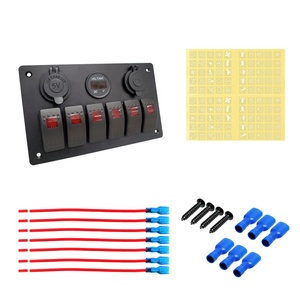 Amomd 6 Gang Waterproof LED <strong>Rocker</strong> Switches Car Boat Power Socket On-Off Function 12V 20A Max Current Switch <strong>Panel</strong> - Product Image 4