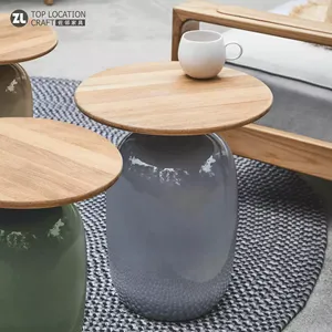 Idao Wohnzimmermöbel Mid-Century Modern Runder Holz-Couchtisch Minimalistische Beistelltische Ineinanderstellbares Couchtisch-Set - Product Image 6