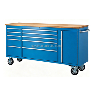 Boîte à <span class=keywords><strong>outils</strong></span> d'atelier OEM en gros sur roulettes, robuste, <span class=keywords><strong>72</strong></span> <span class=keywords><strong>pouces</strong></span>, en acier inoxydable, avec 10 tiroirs, rouge, bleu, noir - Product Image 1