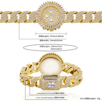 Drop Shipping jam tangan zirkon penuh, aksesori gelang manset bunga modis