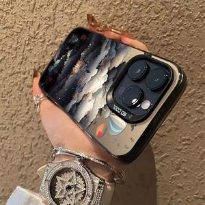 เคสโทรศัพท์มือถือลายบอลลูนรูปปราสาทเมฆแป้นพิมพ์สีเงิน TPU สำหรับ iPhone x XR XS 11 12 13 14 15 16 PRO MAX - Product Image 2