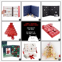 Boîte-cadeau de calendrier de l'avent de Noël en carton rigide de luxe, personnalisée et imprimée, vide, pour cosmétiques et produits de beauté