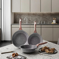 Ensemble de casseroles en aluminium écologique classique de 3 pièces, fabrication directe d'usine, moulage sous pression personnalisé, haute qualité, revêtement antiadhésif en céramique granit
