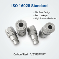 Nouvelle raccord rapide hydraulique Naiwo (ISO16028) en acier au carbone à face plate 1/2" BSP NPT haute pression résistante à la corrosion pour skid