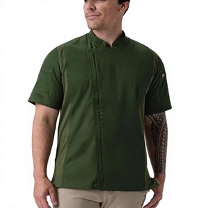 Chaqueta de Chef Unisex de Manga Corta con Cierre de Broches, Tejido de Poliéster/Algodón Transpirable, Uniforme para Restaurante y Bar - Product Image 4