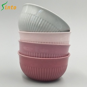 Cuencos de sopa de cerámica grandes de gres de dos tonos de 5,5 \ "Diseño en relieve desechable a un precio económico - Product Image 4