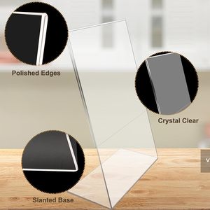 Transparent 3mm <b>Thick</b> Modern A5 Size Slanted L Shape Acrylic Table Paper Insert Menu <b>Card</b> Sign Holder - Product Image 3